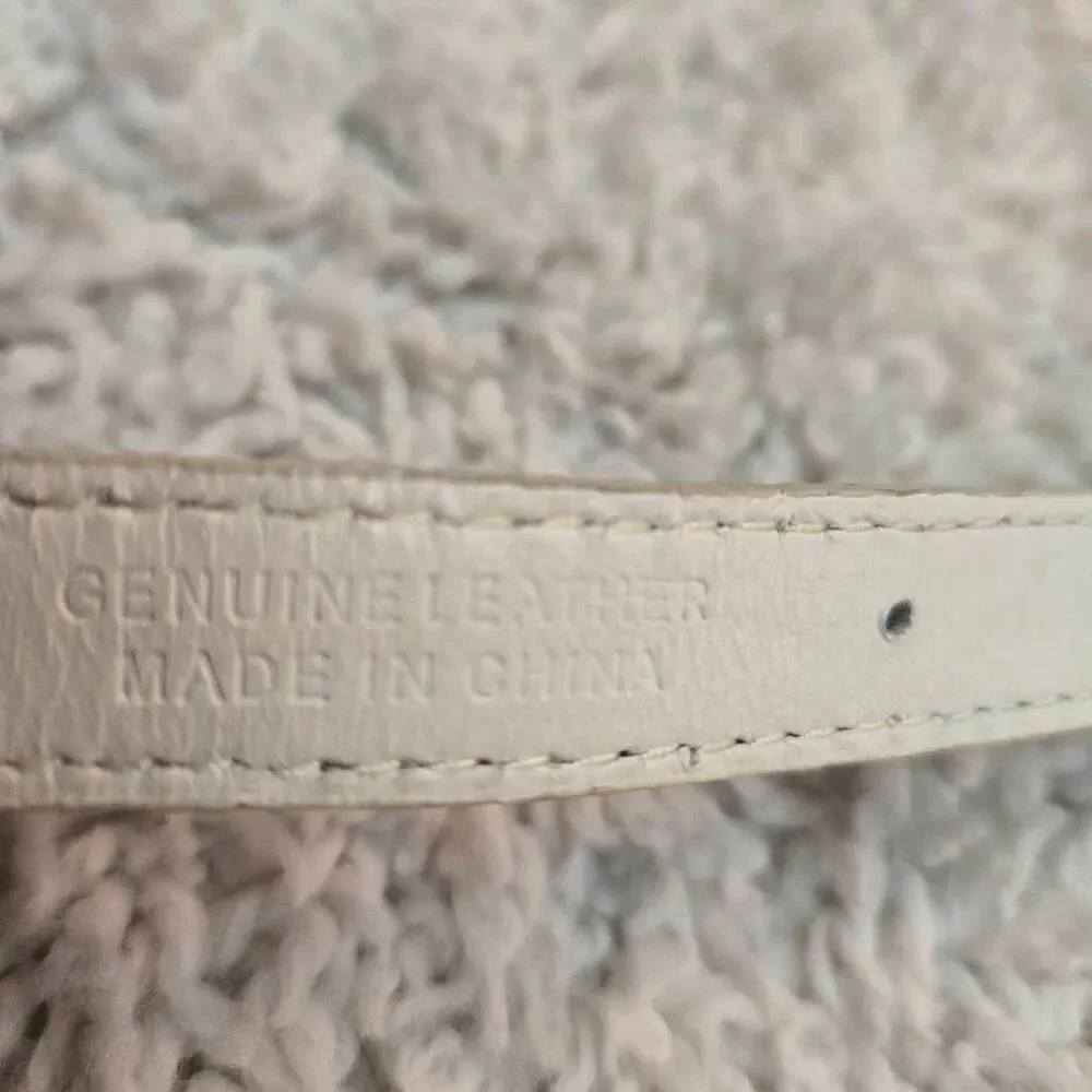 Ann Taylor White Leather and Chain Ribbon Belt M